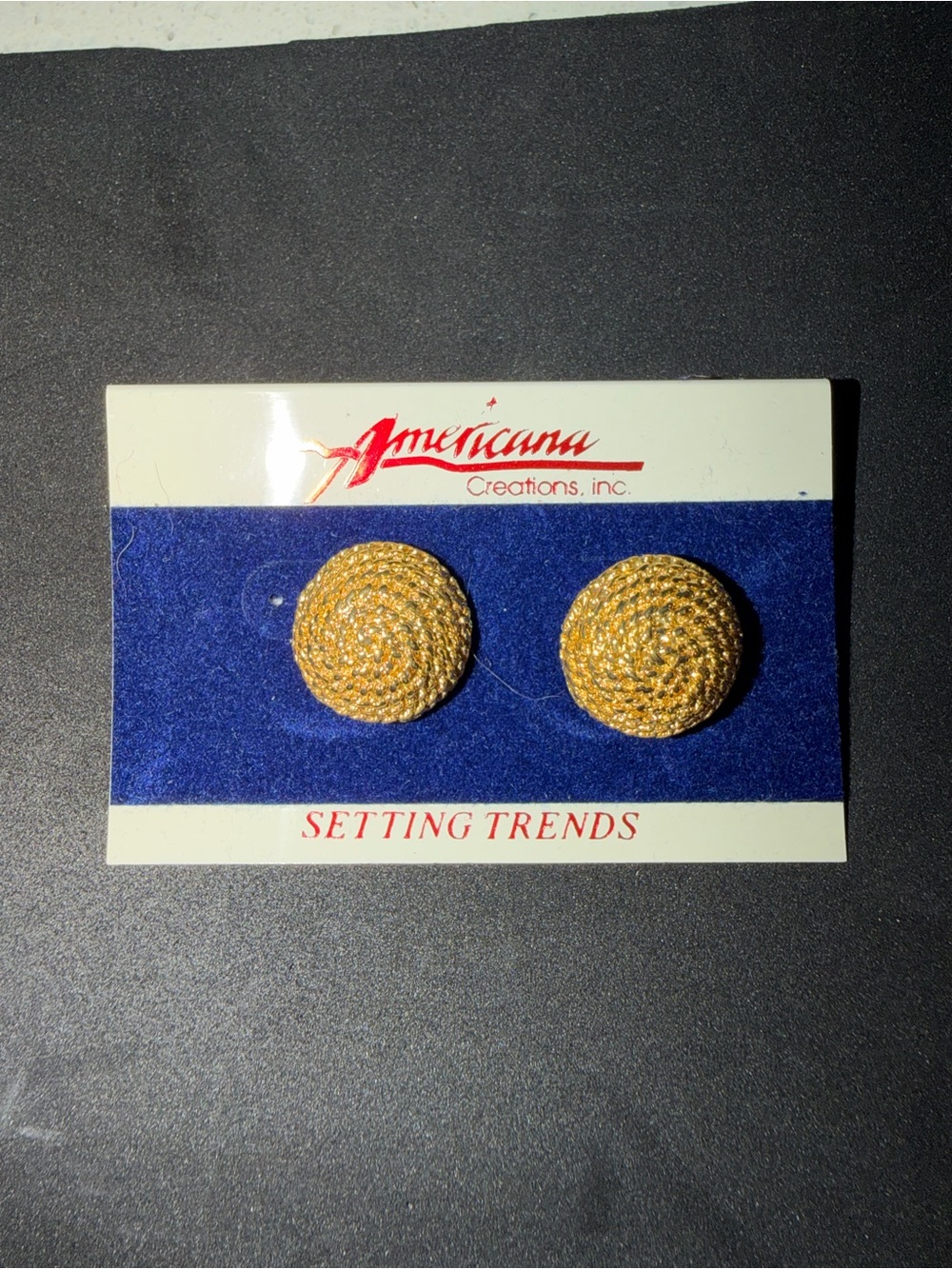 Americana Creations Gold Textured Button Earrings